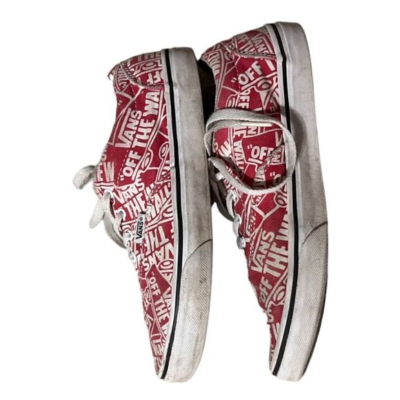 Vans 5.5Y Europe 37 (women’s 6-6.5) red white logo GUC off the wall sneaker shoe - Picture 8 of 10